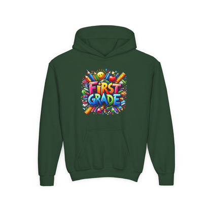 First Grade Kids Hoodie – Colorful Back-to-School Sweatshirt