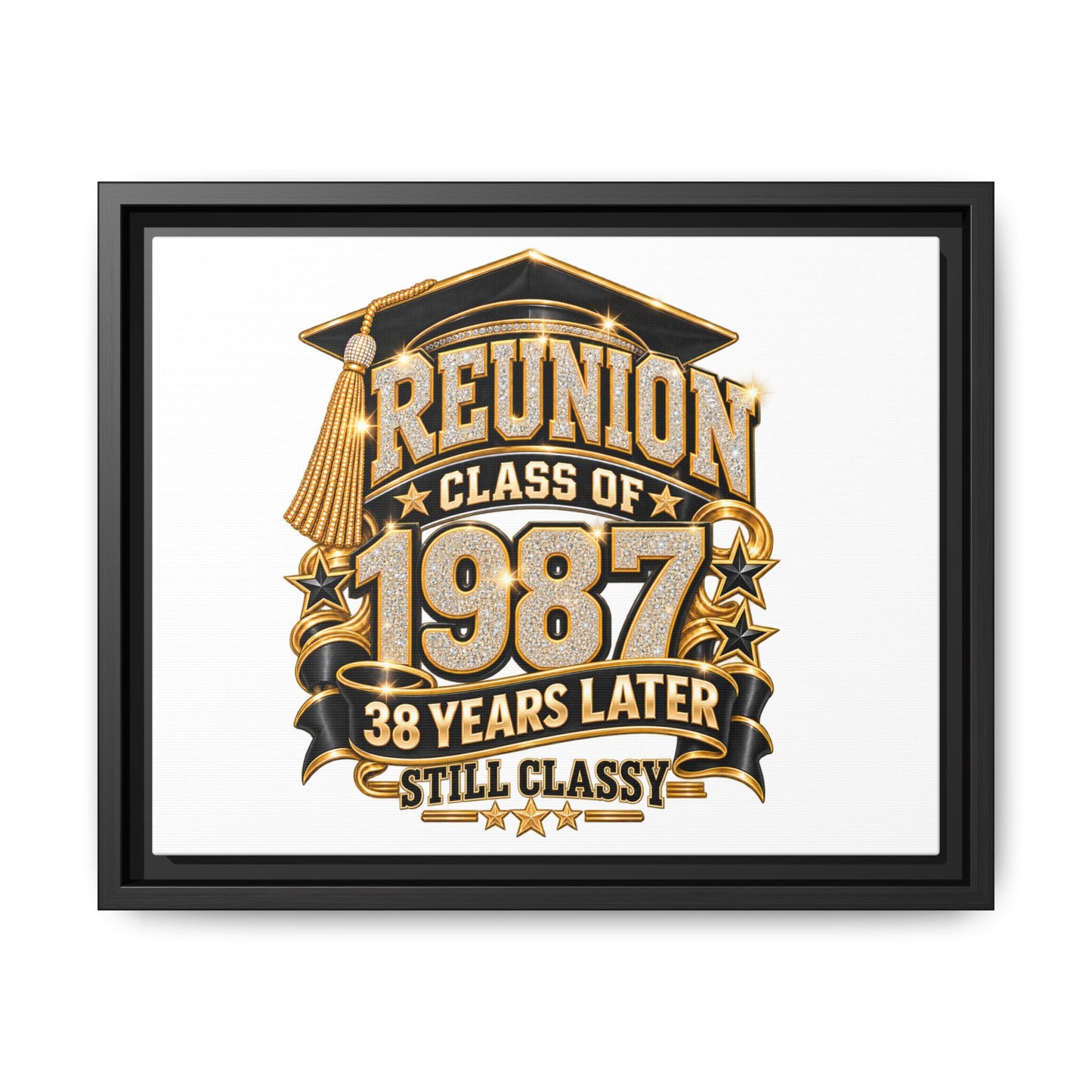 Class of 1987 Reunion Canvas Print — "38 Years Later Still Classy" Framed Art