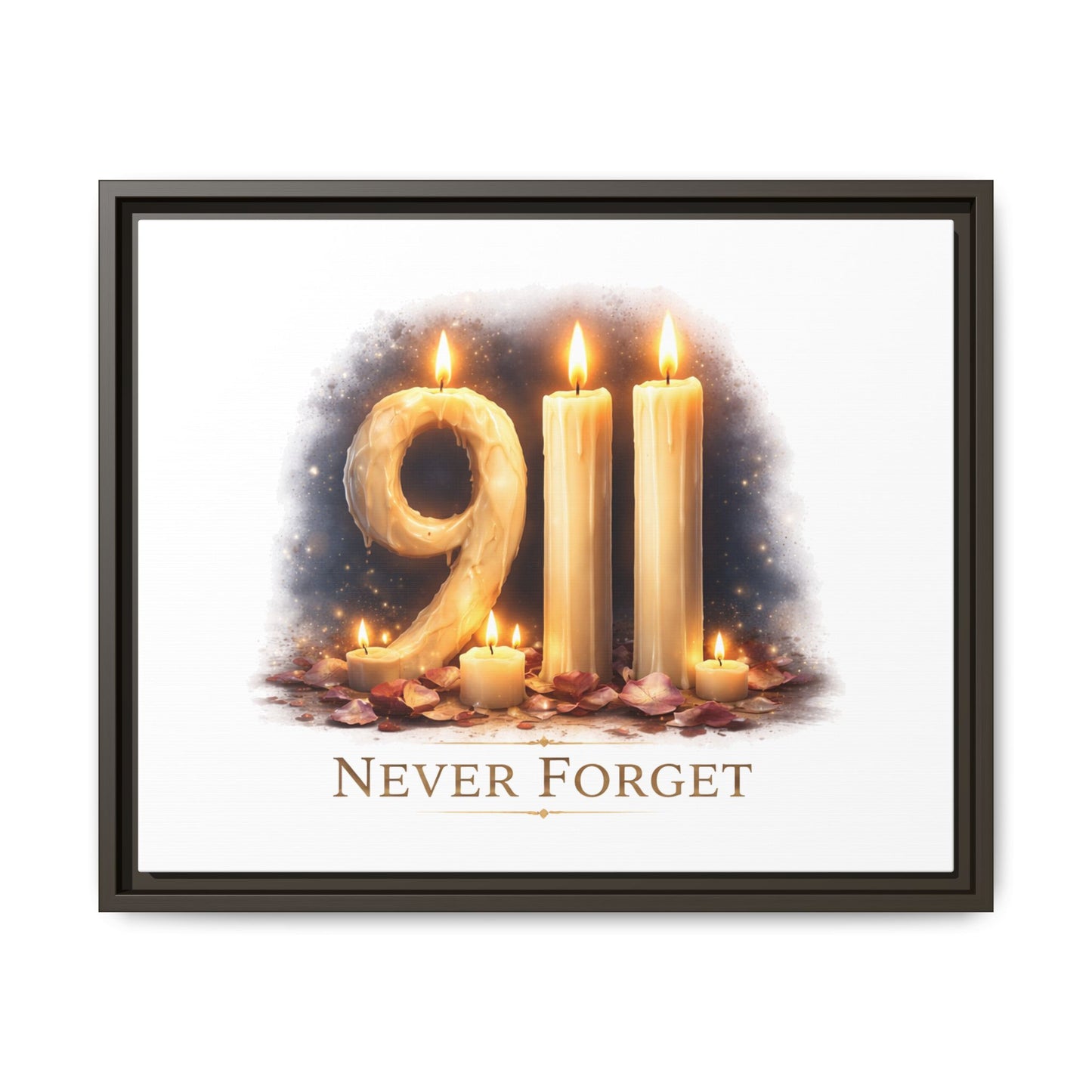 9/11 Never Forget Framed Canvas Print