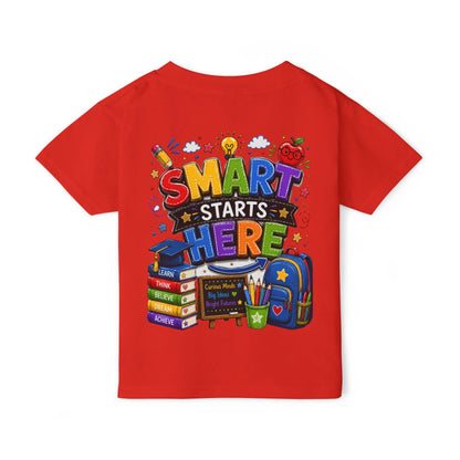 Toddler T-Shirt - "Smart Starts Here" Back-to-School Schoolhouse Design