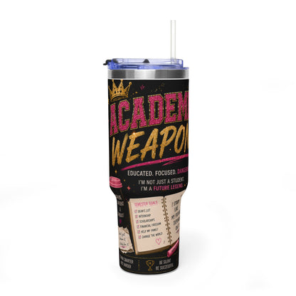 Academic Weapon 40oz Vacuum Thermal Tumbler – Motivational Study Travel Mug