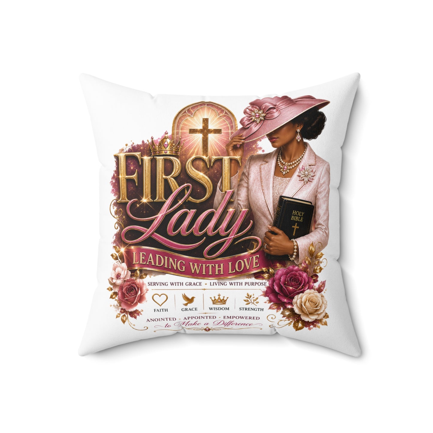 First Lady Decorative Pillow — 'First Lady: Leading With Love' Christian Accent Cushion