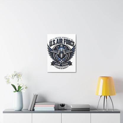 U.S. Air Force 'Aim High' Canvas – Military Jet Emblem Wall Art