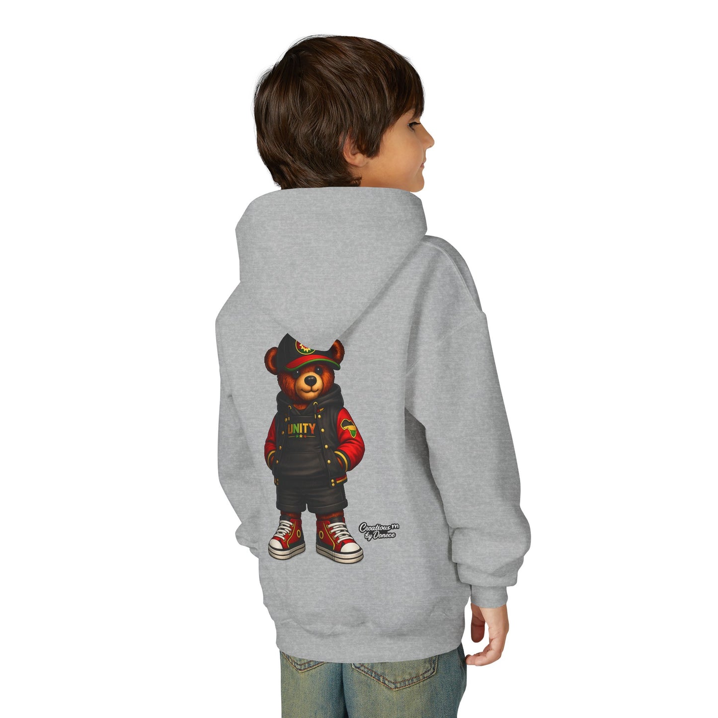 Youth Bear Hoodie — Streetwear Teddy Bear Graphic Pullover