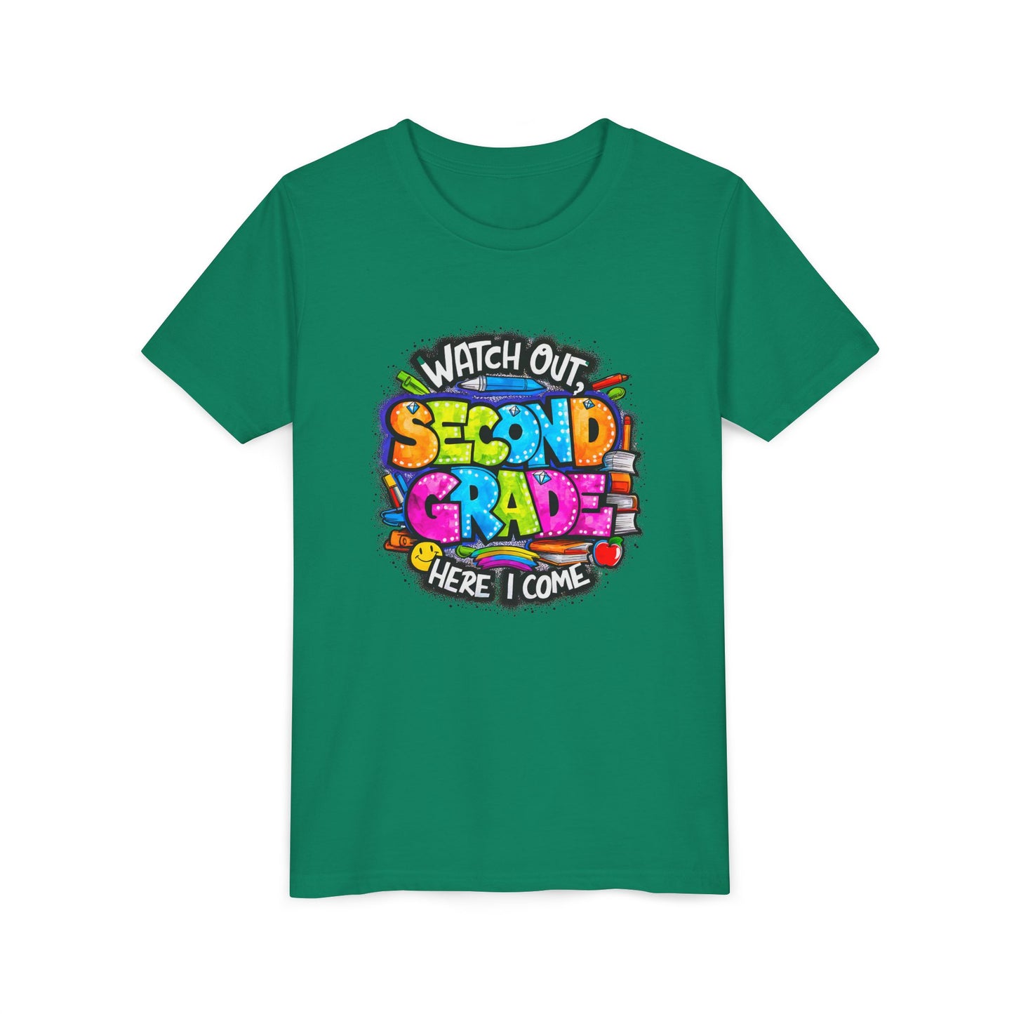 Second Grade Kids Tee - "Watch Out Second Grade Here I Come" Colorful Back-to-School Shirt
