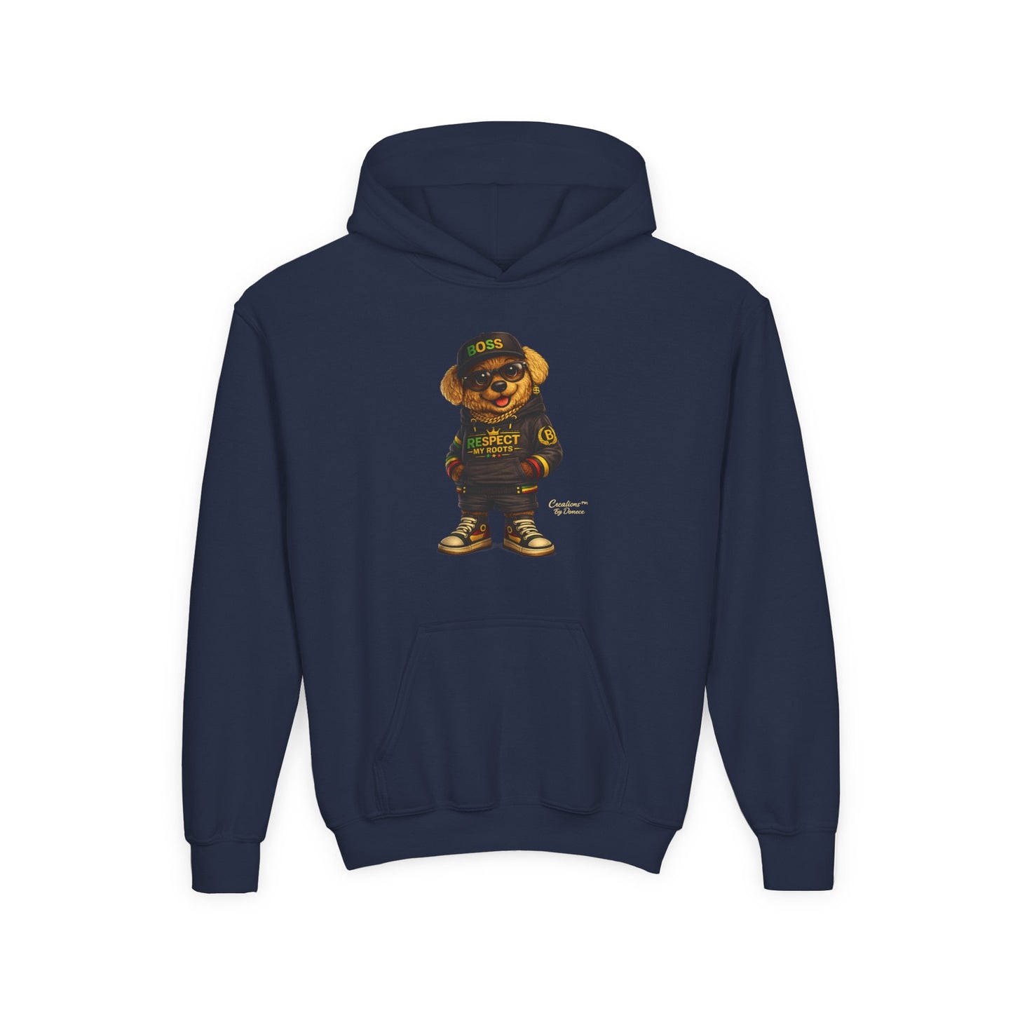 Youth Hoodie — Cool Bear 'Boss' Streetwear Design