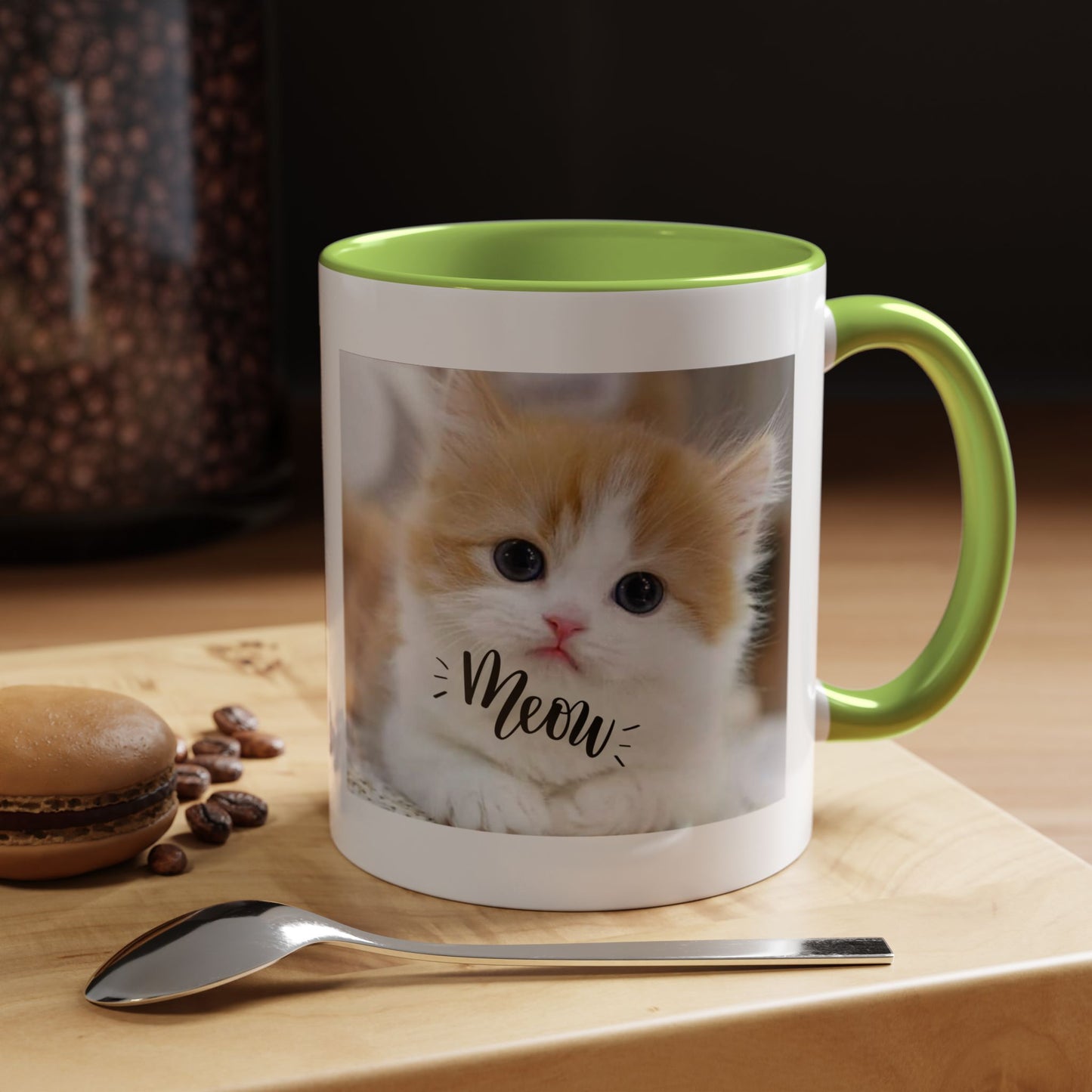 Cat Photo Coffee Mug - Cute Kitten 'Meow' Accent Mug (11/15oz)