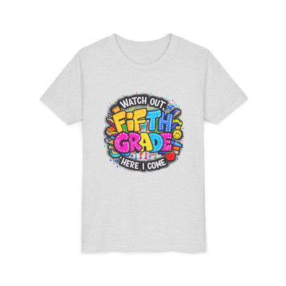 Fifth Grade T‑Shirt for Kids - "Watch Out Fifth Grade Here I Come" Back-to-School Tee