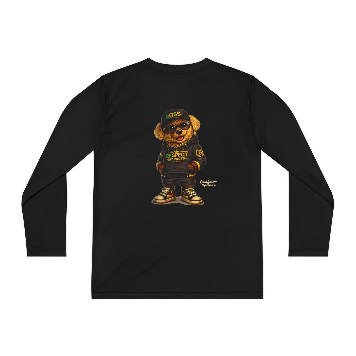 Youth Long Sleeve Tee — Streetwear Bear Graphic, 'Respect' Hip-Hop Kids Shirt