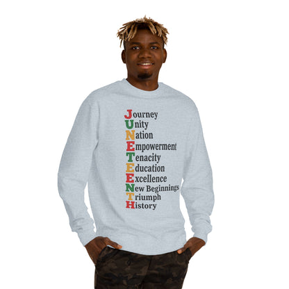 Juneteenth Acrostic Sweatshirt — Journey Unity Nation Empowerment Tee