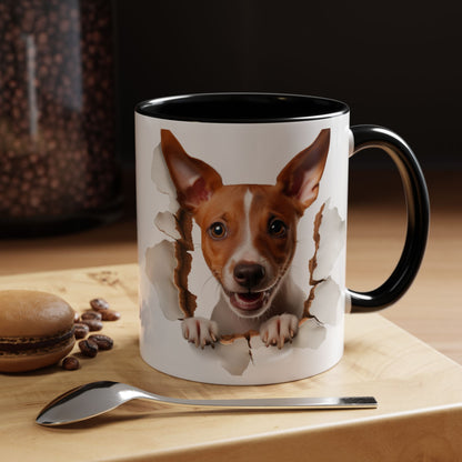 Basenji Puppy Peeking Accent Coffee Mug — Cute Dog Lover Gift (11/15 oz)