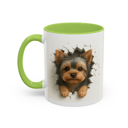 Yorkshire Terrier Peekaboo Coffee Mug – Cute Yorkie Dog Accent Mug (11/15oz)
