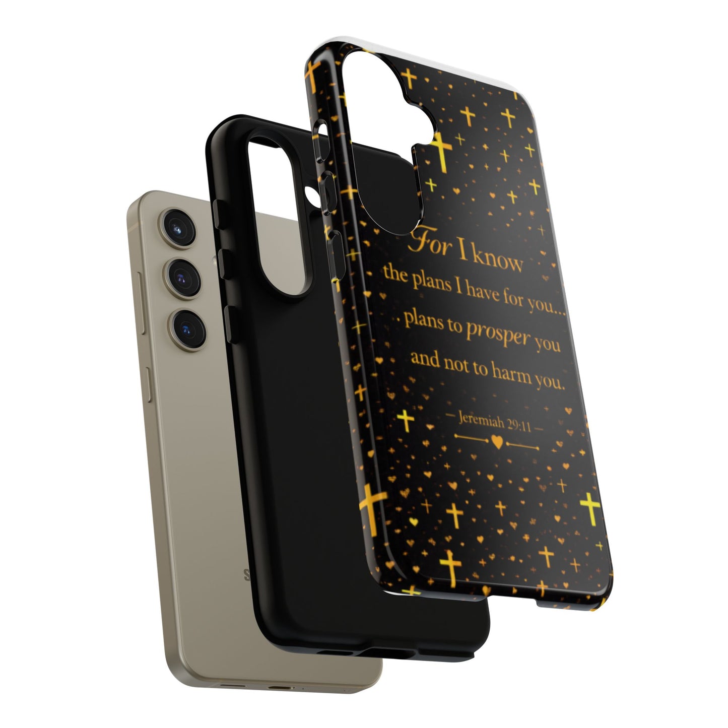 Phone Case — "For I Know" Jeremiah 29:11 Gold Cross Christian Tough Case