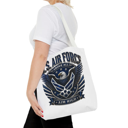 U.S. Air Force Eagle Tote Bag - "Aim High" Military Canvas Tote