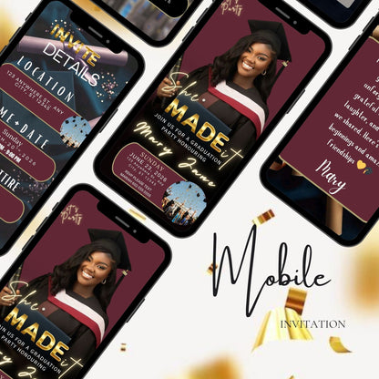 Shade of Wine Mobile Graduation Invite | Elegant Editable Digital Grad Invitation
