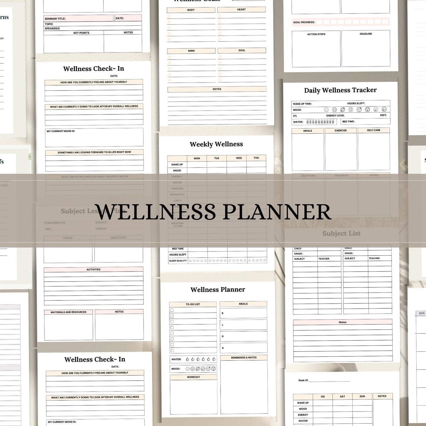 Wellness Planner Printable | Daily Health, Self-Care & Balanced Lifestyle Tracker