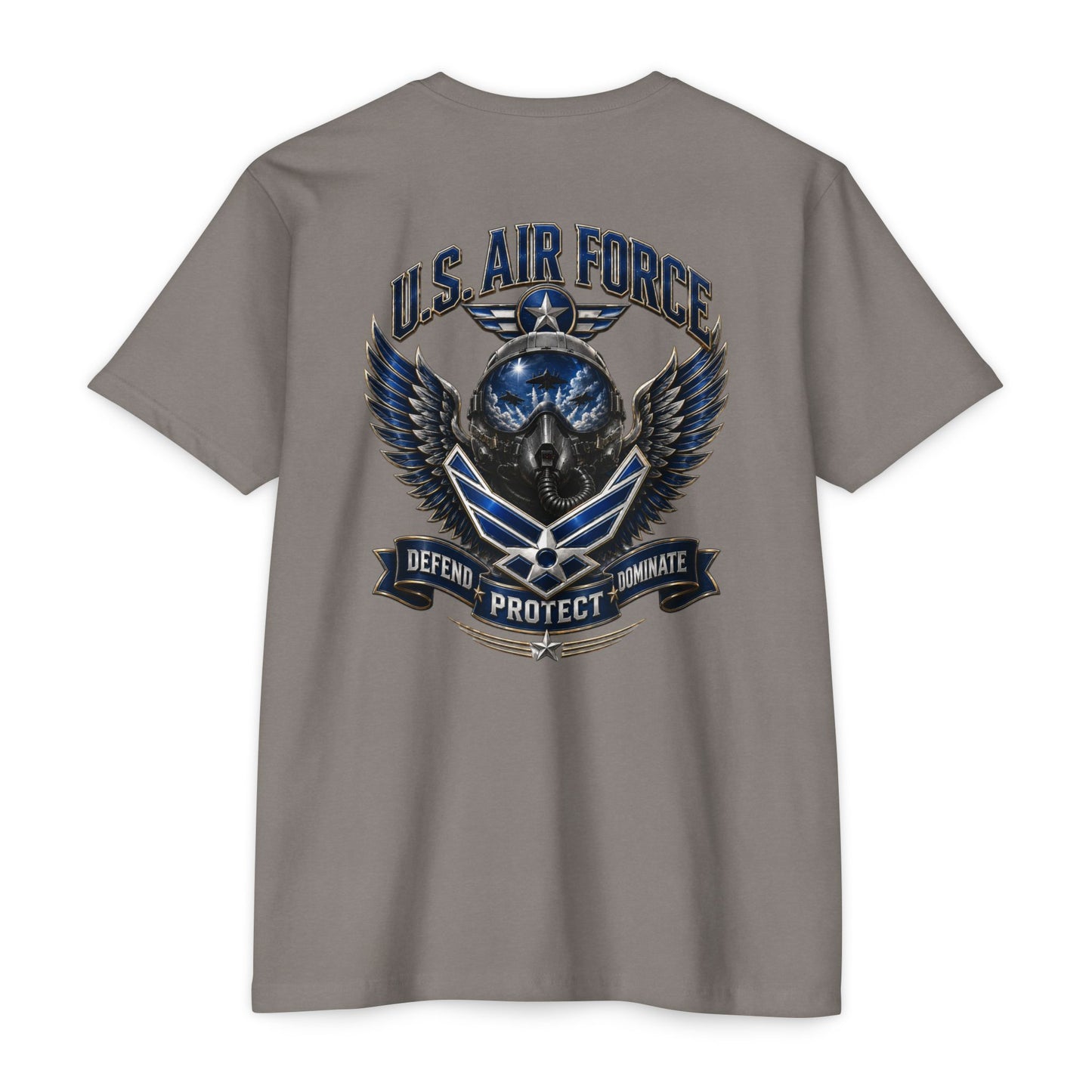 U.S. Air Force Skull Wings T-Shirt — Defend Protect Dominate Military Tee