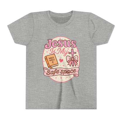 Youth Tee — "Jesus Is My Safe Space" Christian Kids T-Shirt