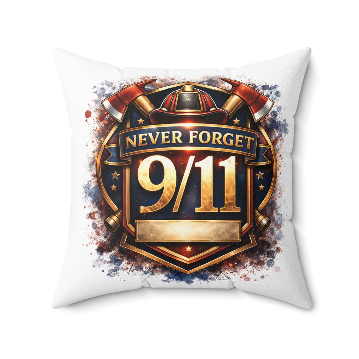 Never Forget 9/11 Memorial Throw Pillow — Patriotic Remembrance Accent Pillow