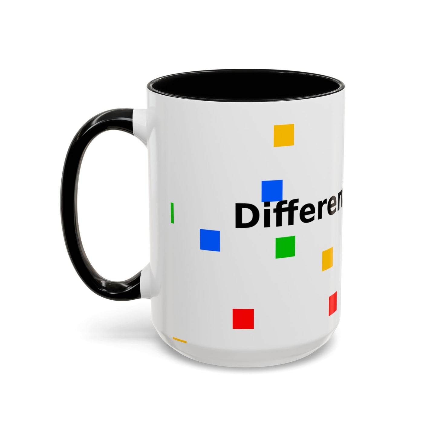 Accent Coffee Mug — 'Different Not Less' Pride-Inclusive Color Block Design (11/15oz)