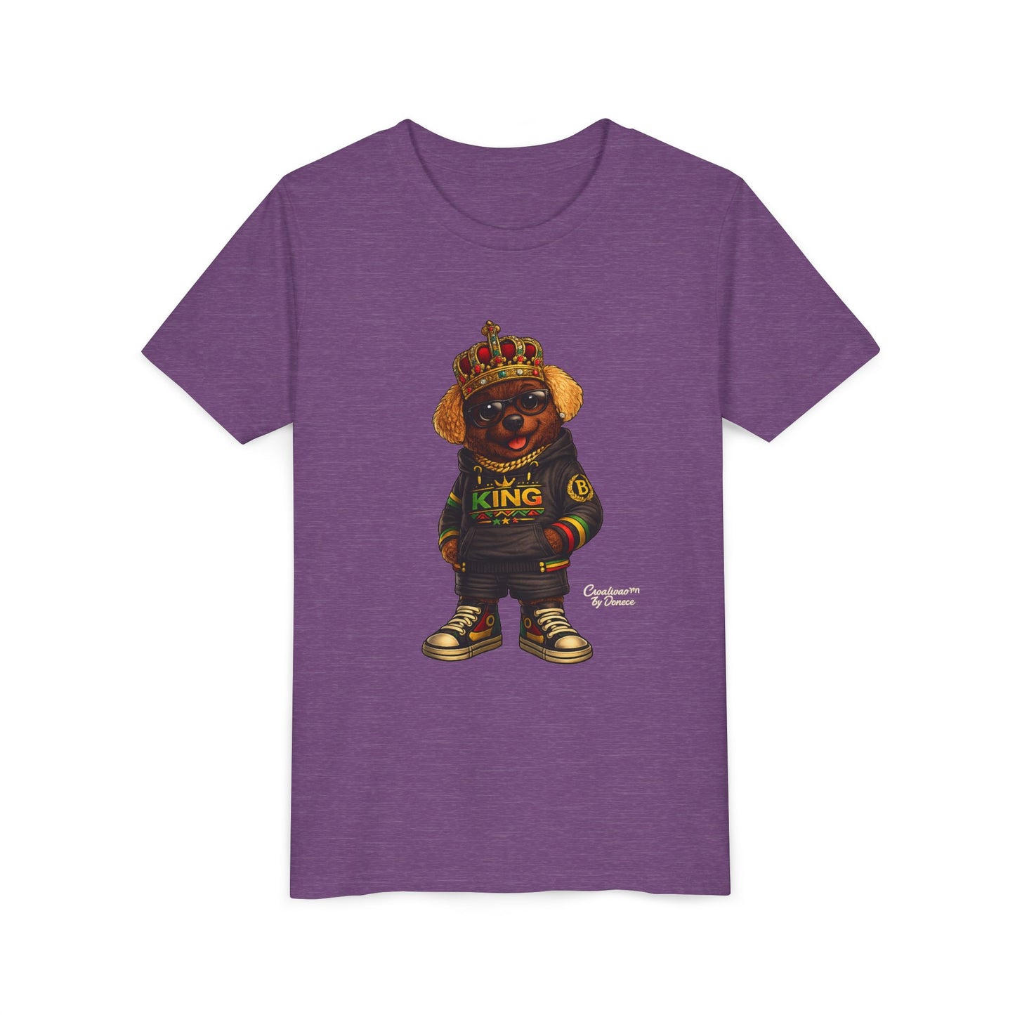 Youth Tee — 'Lil King' Crowned Bear Graphic Shirt