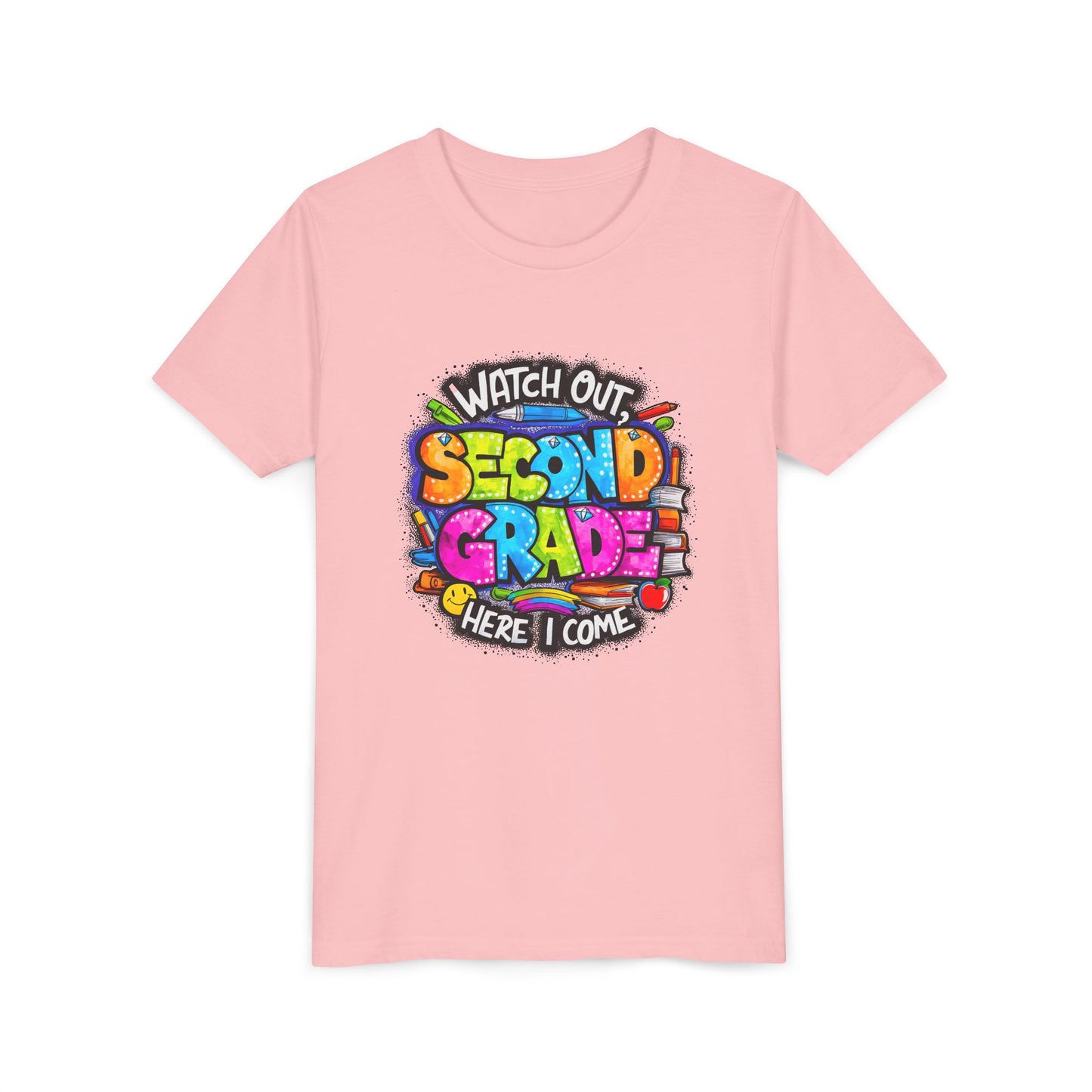 Second Grade Kids Tee - "Watch Out Second Grade Here I Come" Colorful Back-to-School Shirt
