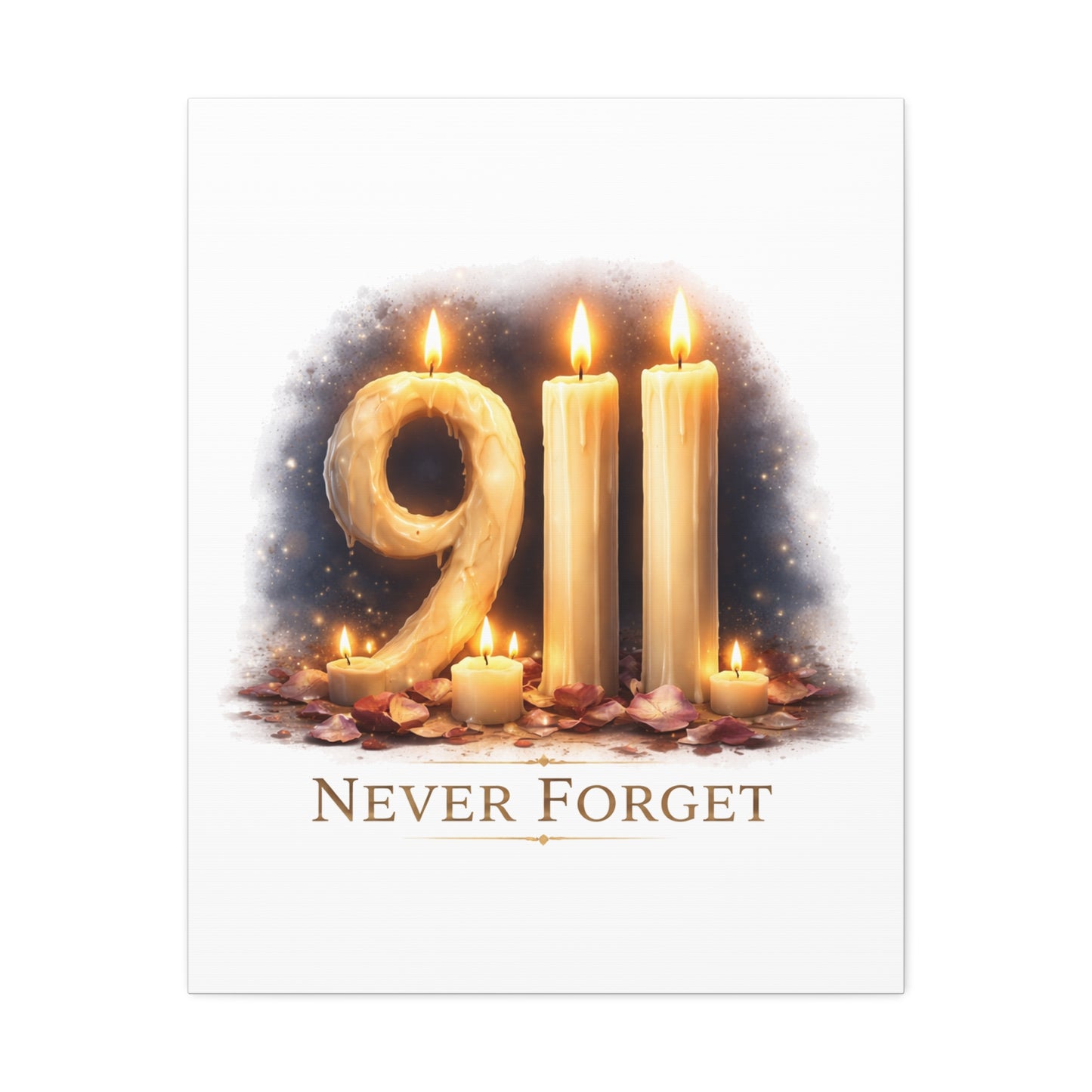9/11 Never Forget Candle Memorial Stretched Canvas