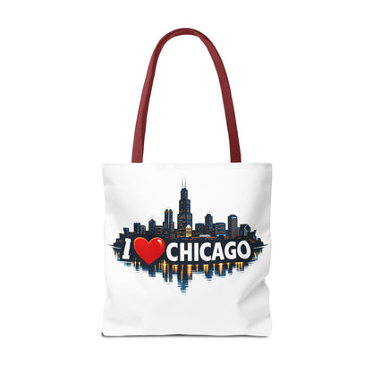 I  Chicago Skyline Tote Bag — Cityscape Reversible All-Over Print Tote