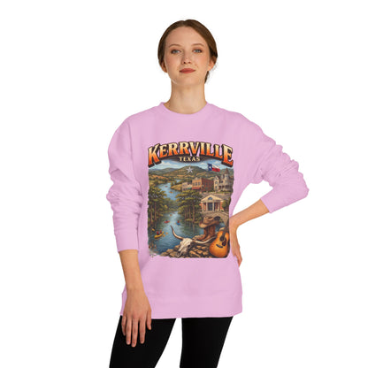 Kerrville Texas Scenic Crewneck Sweatshirt — Riverfront Guitar Vintage Design