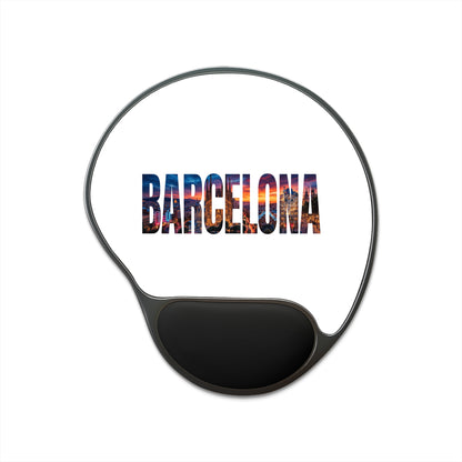 Barcelona Photo Text Mouse Pad with Ergonomic Wrist Rest