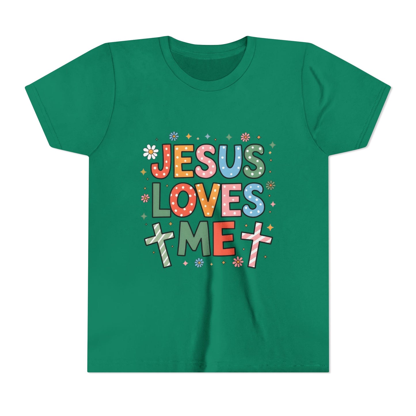Youth Tee — "Jesus Loves Me" Colorful Christian Kids T-Shirt