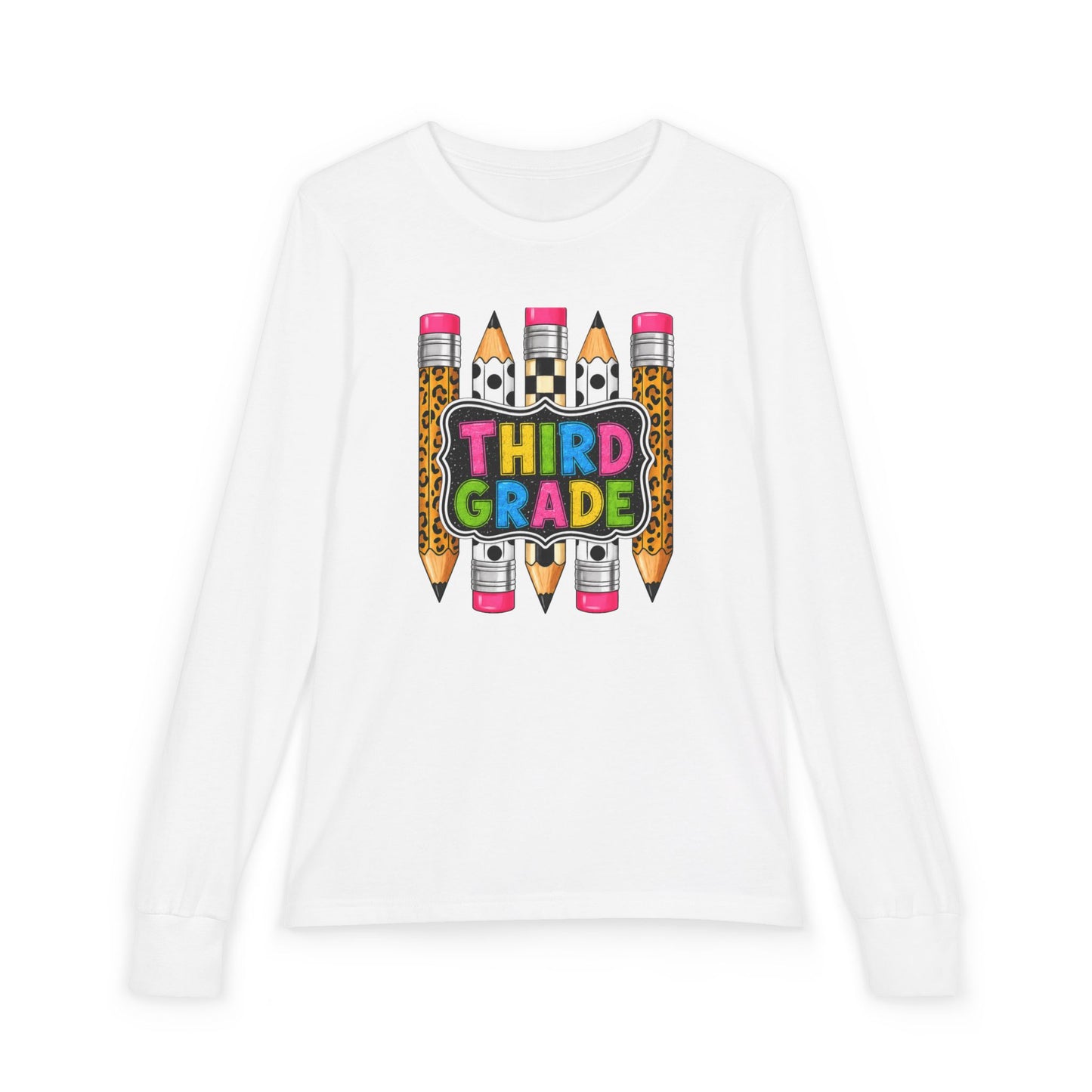 Third Grade Pencil Graphic Long Sleeve Tee