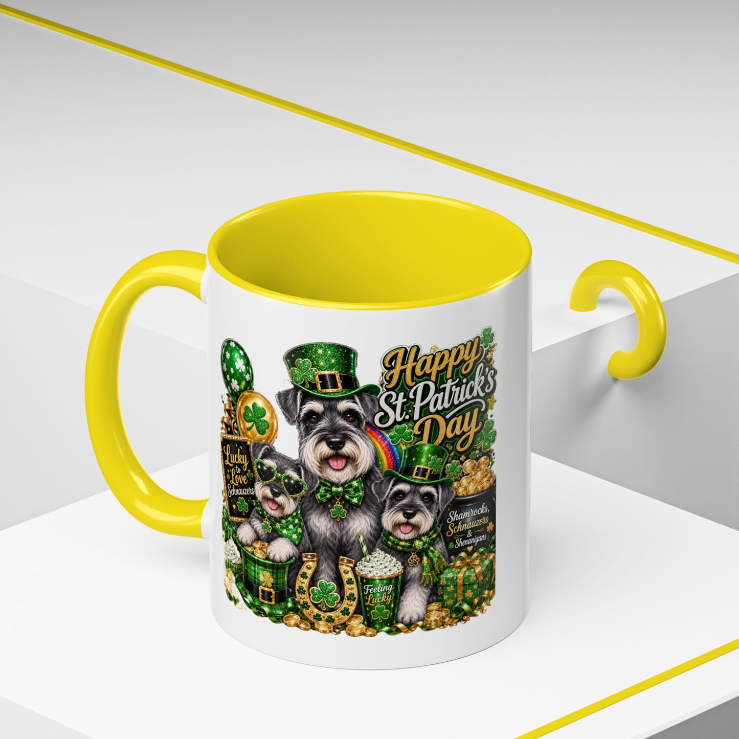 St. Patrick’s Day Dog Coffee Mug — Happy St. Patrick’s Day Accent Mug (11/15oz)