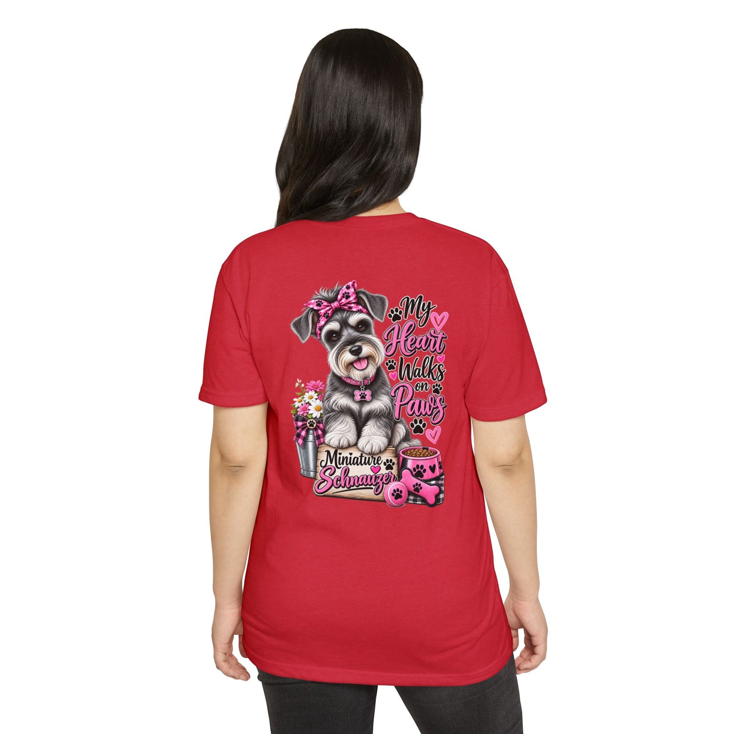 Miniature Schnauzer T-Shirt - "My Heart Walks on Paws" Cute Dog Tee