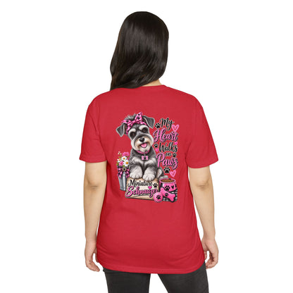 Miniature Schnauzer T-Shirt - "My Heart Walks on Paws" Cute Dog Tee