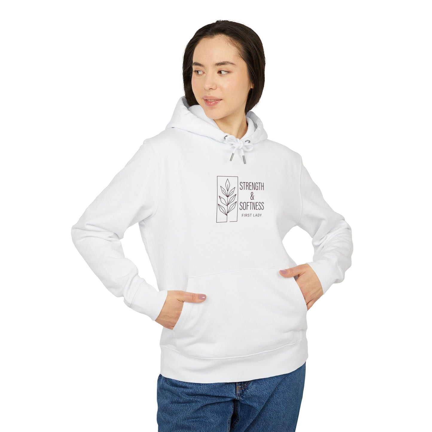 Strength & Softness Hoodie — Minimal Floral Graphic Pullover ("Strength & Softness")