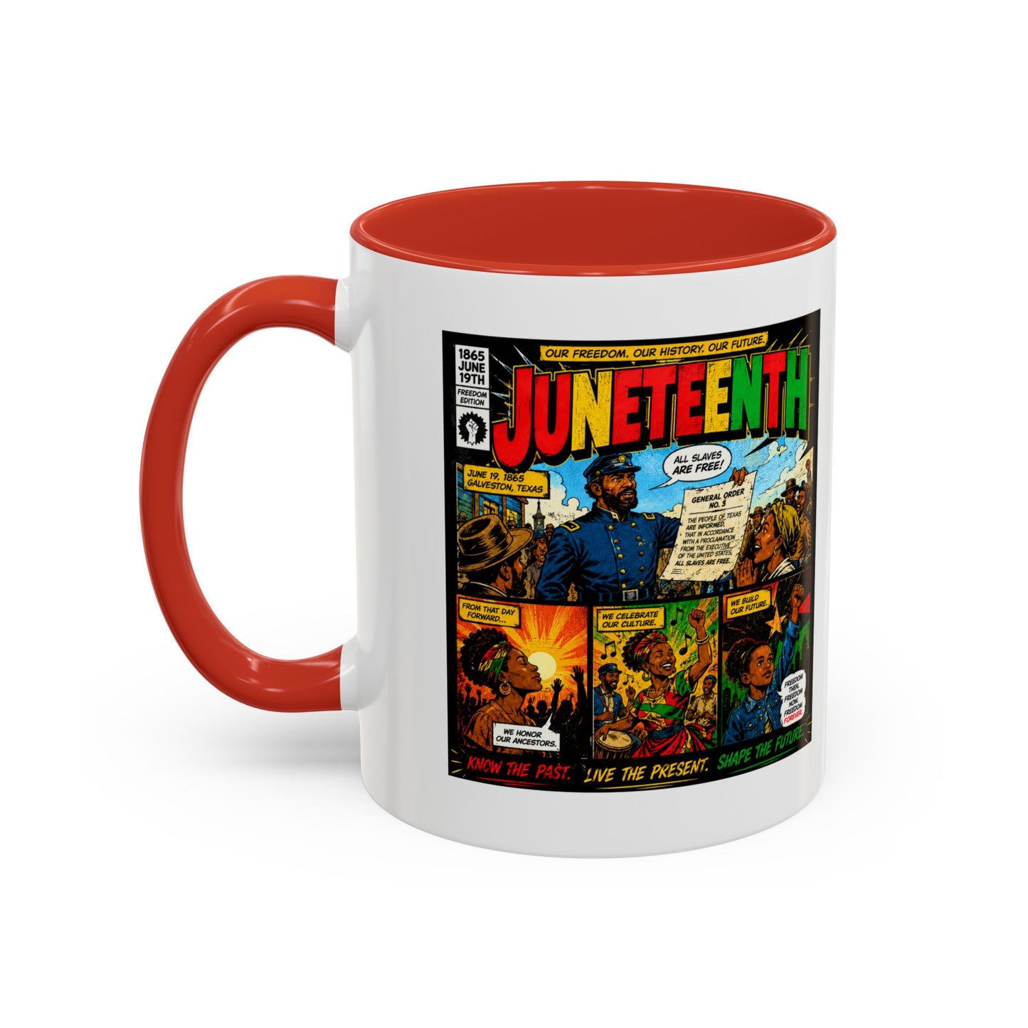 Juneteenth Comic Art Coffee Mug — Celebratory Black History Accent Mug