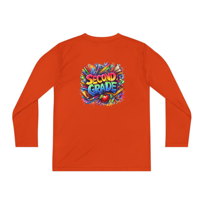 Second Grade Youth Long Sleeve Tee — Colorful School Supplies Back-to-School Shirt
