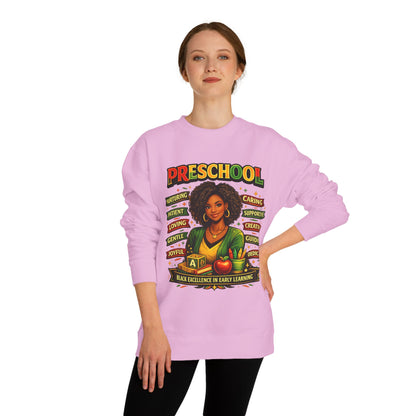 Preschool Teacher Sweatshirt — 'Preschool: Nurturing, Patient, Loving' Tribute Pullover