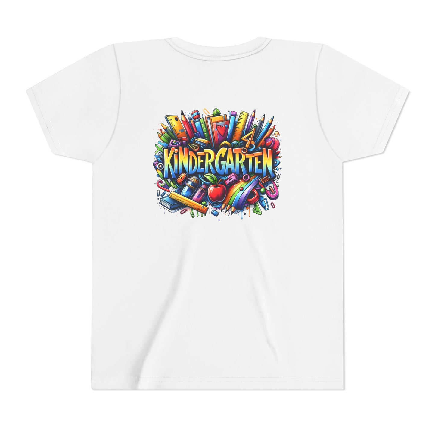 Kindergarten Colorful School Supplies Youth Tee — Back-to-School Kids T-Shirt