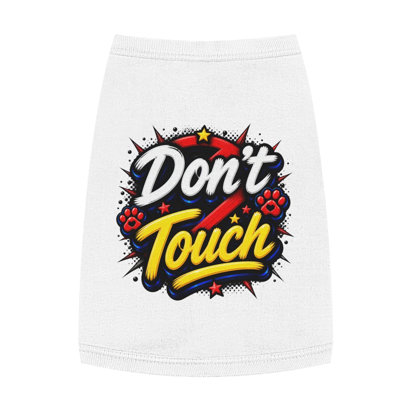 Pet Tank Top - "Don't Touch" Graphic Dog/Cat Shirt with Bold Paw Print Design