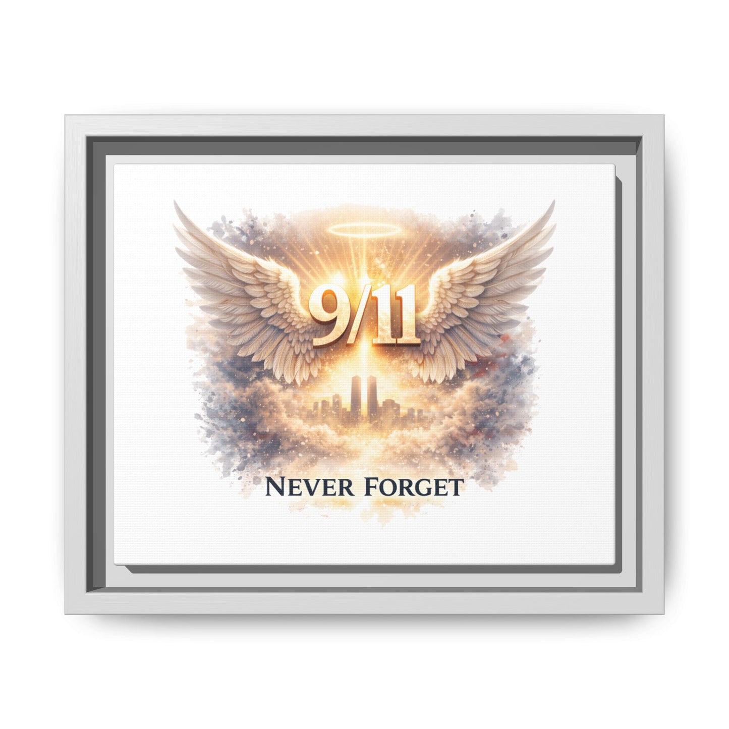 9/11 Memorial Matte Canvas Print — "Never Forget" Framed Wall Art