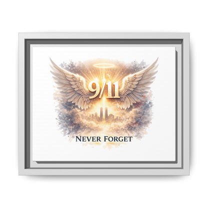 9/11 Memorial Matte Canvas Print — "Never Forget" Framed Wall Art