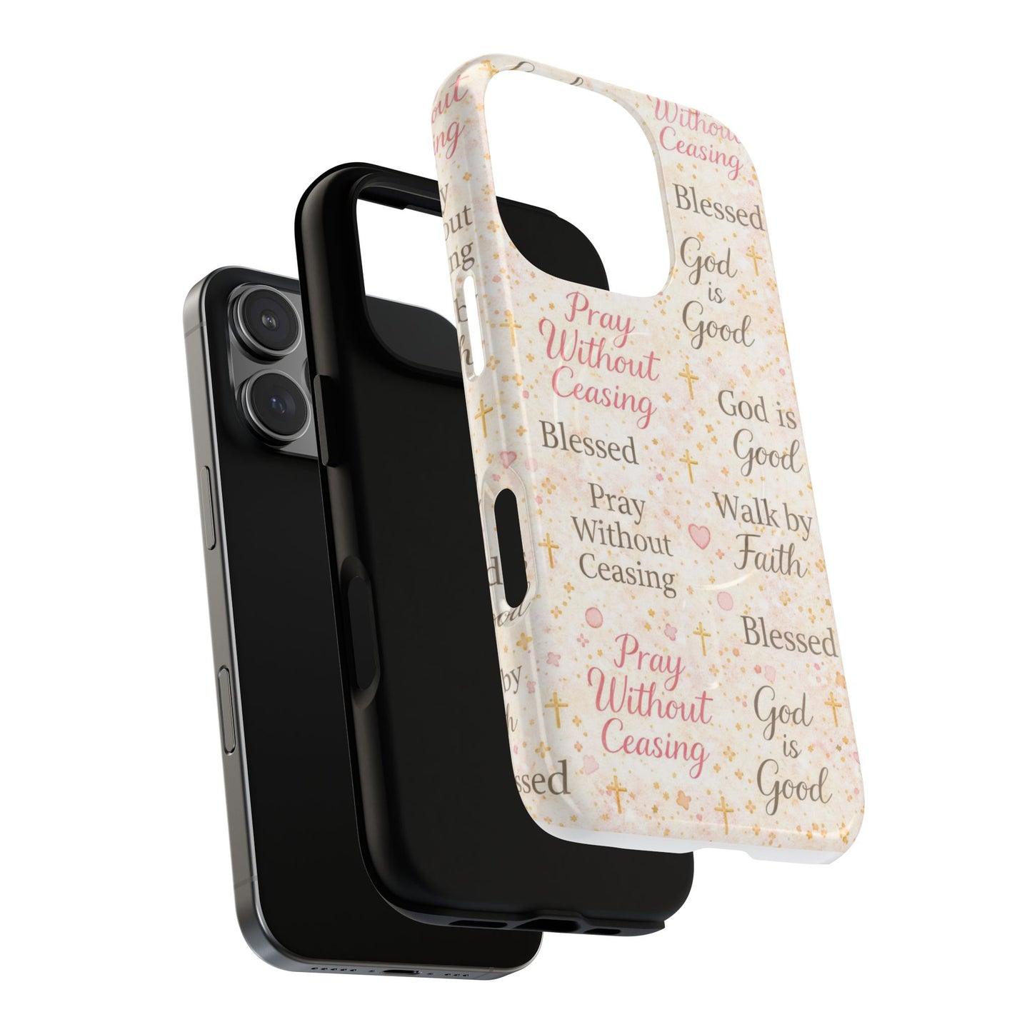 Christian Faith Magnetic Phone Case — "Pray Without Ceasing" Patterned Tough Case