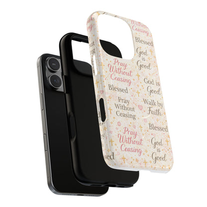 Christian Faith Magnetic Phone Case — "Pray Without Ceasing" Patterned Tough Case