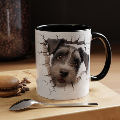 Schnauzer Peekaboo Accent Coffee Mug – Cute Dog Face 11/15oz