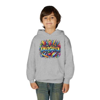 Kindergarten Kids Hoodie — Colorful School Supplies Back-to-School Sweatshirt