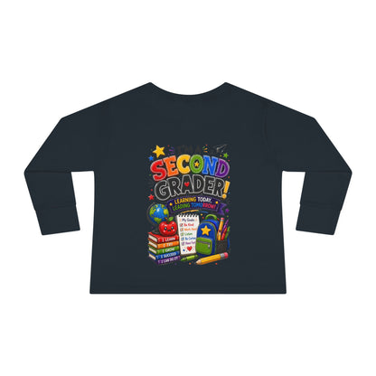 Toddler Long Sleeve Tee — "I'm a Second Grader!" Back-to-School Graphic Shirt