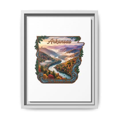 Arkansas Scenic State Map Canvas — "The Natural State" Framed Wall Art