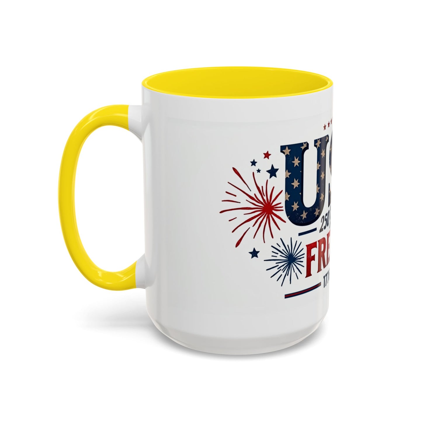 USA 250 Years of Freedom Accent Coffee Mug – 1776–2026 Patriotic Fourth of July Gift